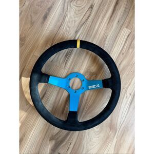 Sparco L550 Monza Suede Steering Wheel - Universal Blue/Black Suede